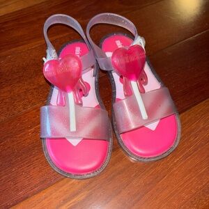 Mini Melissa Pink Heart Kids Sandals